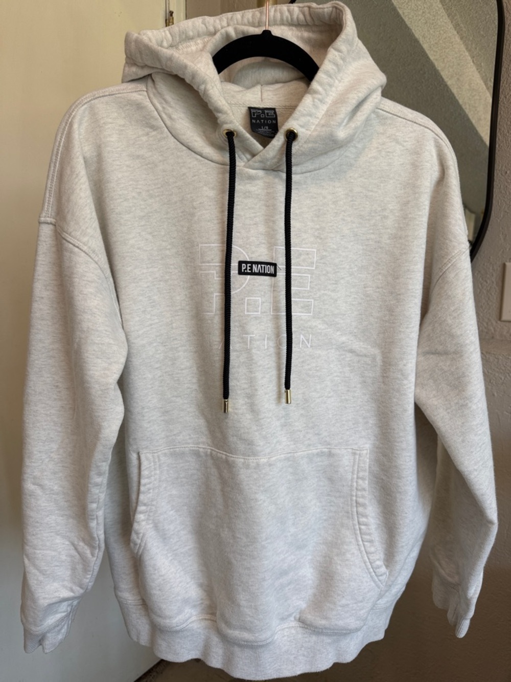 P.E Nation NWOT Endurance Drawstring Hoodie Sweatshirt Light Grey Size L